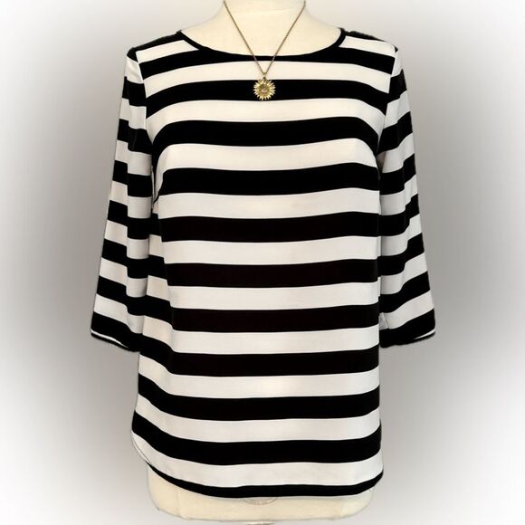 Timeless! Ann Taylor Petite black & white striped top! - Picture 1 of 8
